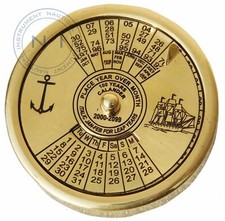 Shiny Brass 100 Years Nautical Calendar Marine Traveling Item /Paper Weight picture