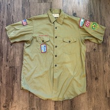 Vintage 1970s Boy Scout Shirt Large Patches East Texas 228 Assistant Scoutmaster picture