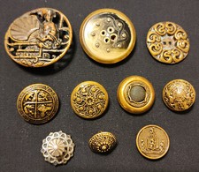 Antique/Vintage Lot of 10 Metal Buttons picture