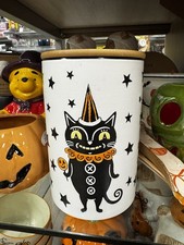 RARE Eli+ Ana black Cat Clown Ceramic Halloween Canister Creep Show Collection picture
