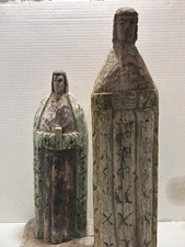 Vintage Hand Carved Wood Santo Figure Hand Painted Religious Figures.  picture