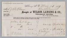 1879  Billhead Wilson, Lansing & Co. Wholesale Grocers Albany, NY picture