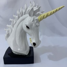 Vintage 1980s Large Ceramic Unicorn Bust Head Rare Glazed Pearl  12.5x6x4 picture