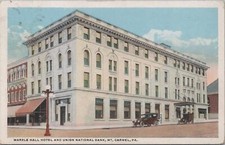 Postcard Marble Hall Hotel and Union National Bank Mt Carmel PA  picture