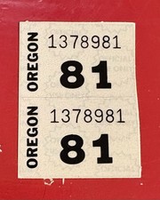Beautiful Unused New Old Stock Pair Of 1981 Oregon License Plate Tabs. 81 Tag picture