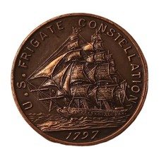 Vintage 1797 USS FRIGATE Constellation Copper Medal Coin picture