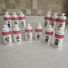 Vintage 1995  Danbury Mint Campbell's Soup Kids Ceramic Spice Jars-Lot Of 12 picture
