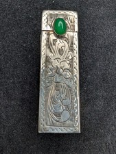 Vintage 800 Silver Engraved Lipstick Holder Mirror  picture