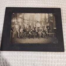 Antique Cabinet Card Photo Men Drinking Beer Mugs with Jack Russell Terrier Dog picture