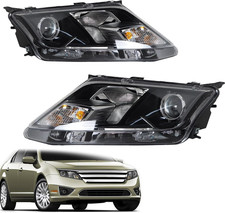 1 Pair Headlights Black Replacement for Fusion 2010 2011 2012 picture