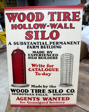 Early 1900’s Vintage NOS Wood Tire Silo Co. Hollow-Wall Silo Cardstock Farm Sign picture