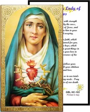 Novena Prayer Seven Sorrows of the Blessed Virgin Mary Blessed Laminated Holy picture