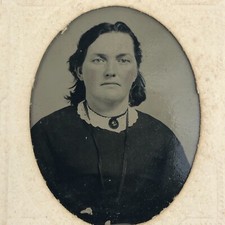 Tintype Antique Real Photo CDV 1870s Beautiful Young Woman Hand Colored Tint Old picture