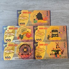 5pcs/set Las Vegas Gold Foil Banknotes Casino Combo Collection Plastic Money picture
