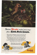 VTG Eastman Kodak 1951 Movie Camera Magazine Print Ad Rochester NY Birds in Nest picture