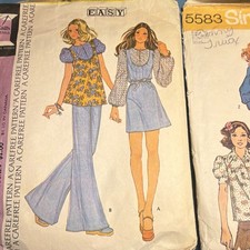 VTG Simplicity 5583, 7057 & McCalls 3683 Patterns Shirt, Dress, Jeans 1970s Cut picture