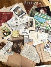 French Vintage Ephemera Lot Old Papers Fashion Photos Letters Junk Journal picture