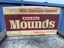 Vintage Empty Peter Paul Mounds 39 Ounce Box MCM 10 Cent Double Bar USA Candy picture