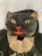 Vintage Antique 1920s? Original Halloween Black Cat Costume & Mask Halco Box picture