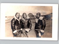 c1942 WWII US Army Air Corps Pilots Flight Gear Hangar RPPC Real Photo Postcard picture