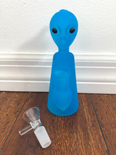 6.25” Premium Glass Water Pipe Alien Blue 14mm picture