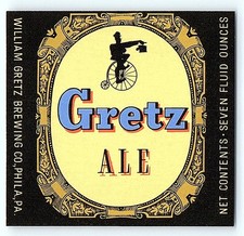 Vintage Gretta Ale Beer Label William Gretta Brewing Phila. picture