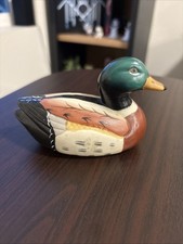 Vintage Ceramic Mallard Duck Figurine 5” Mini Decoy Trinket Cabin Decor picture