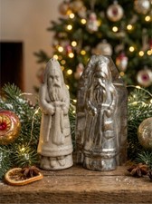 Vintage Tin Mold Chalkware Belsnickel Santa Figurine Antique Style Folk Art 4.25 picture