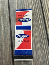Bestyet FINE FOODS Chicago Vintage Mid-Century Red Blue Logo Matchbook picture