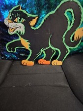 Vintage 1960s Halloween Die cut  Beistle Co Made In USA Black Cat  picture