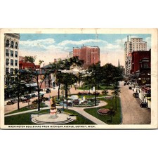 Washington Boulevard From Michigan Avenue Detroit MI Vintage Postcard SPW29 picture