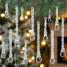 16 Pcs Handmade Glass Icicle Ornaments, Crystal Water Drop Christmas Decor picture