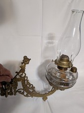 WI Barn Antique Vintage Ornate Ideal Stover Lamp Holder and Eagle Kerosene Lamp picture