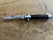 Vintage Japan Swing Guard Stiletto Folding Pocket Knife Stainless Steel Black picture