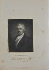 Antique Art Early American Doctor Samuel L Mitchill Original 1834 Engraving picture