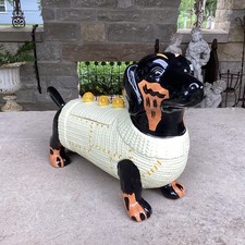 NEW VINTAGE ANTHROPOLOGIE DACHSHUND COOKIE JAR SOLD OUT NEVER USED GREAT  picture