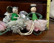 Vintage 1950s Holt Howard ? Noel Tulle 2ea Pipe Cleaner Christmas Ornament Japan picture