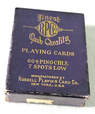 Antique Playing Card Deck 664 Pinochle 7 Spots Low Full Deck in Original  Box picture