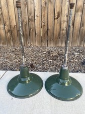 PAIR Antique Vintage Gas Station Barn Porcelain lights old green bar Mancave picture