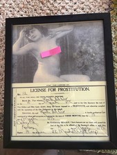 Dodge City, Kansas. Brothel License Prostitution Framed Vintage 1876 w/Picture picture