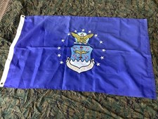 USAF Air Force Military Surplus 5x3 Foot Flag Raised Official Emblem Blue USGI picture