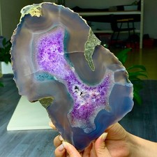 1.56LB Natural Amethyst agate  slice quartz cluster crystal specimen /Brazil picture