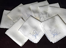 9 Vintage Madeira Hand Embroidered Luncheon Napkins with Scalloped Edges  B257 picture