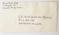 Empty Sealed Envelope From: Ernest Newkirk KY To: C.G. Book Warrenton VA. picture