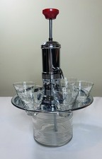 Vintage Park Chrome Pump Carousel Shot Dispenser W/5 Shot Glasses MCM rare Find picture