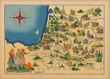 1943 Jylbert Colorful Pictorial Map of the Basque Region picture