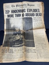 1937 Philadelphia Record Hindenburg Disaster Newspaper May 7 Original AS IS picture