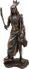 Ebros Native American Indian Eagle Warrior with Feather and Ceremonial Peace Pip picture