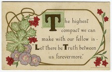 Motto ARTS & CRAFTS Friendship Postcard 1915 WINSCH Back Art Nouveau picture