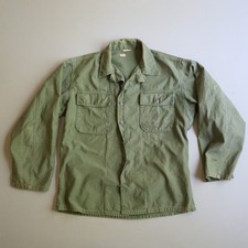 Vintage 50s 60s OG-107 Sateen Shirt USMC USA Military Men's Medium Stencil Green picture